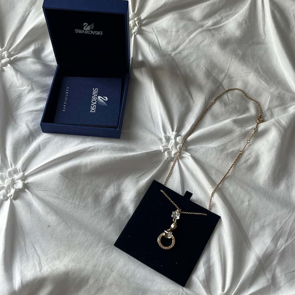Swarovski Gold Necklace with Clear Crystal Pendant
